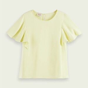 Scotch & Soda Yellow Flutter Sleeve Blouse | Size Small